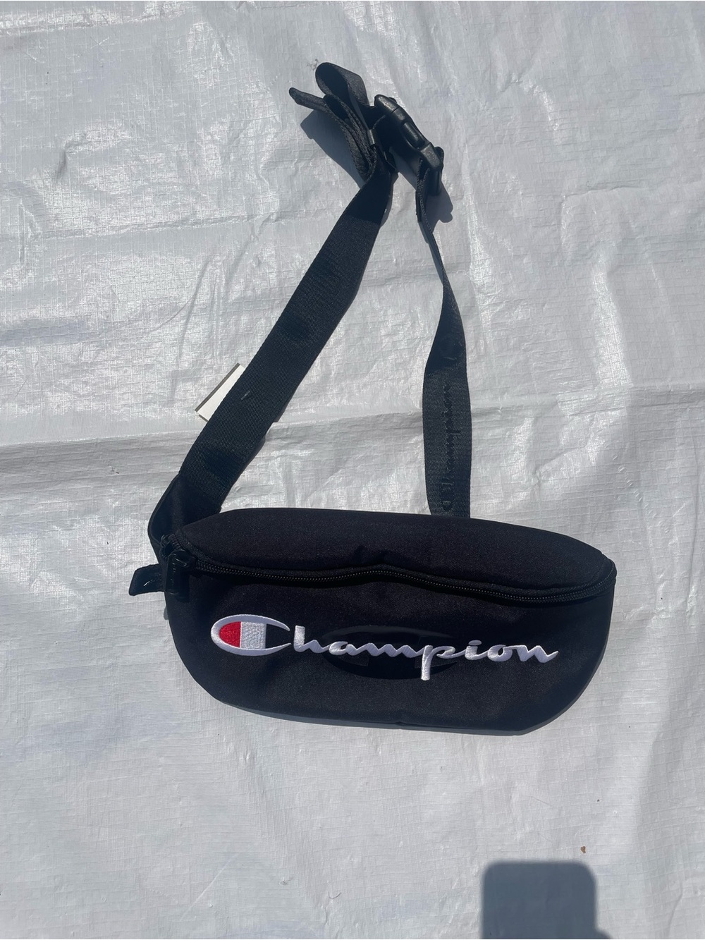Black Champion Unisex Life Reverse Weave Crossbody Waist Pack Large Fanny Pack